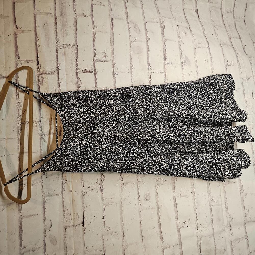 Divided Black & White Floral Midi Dress